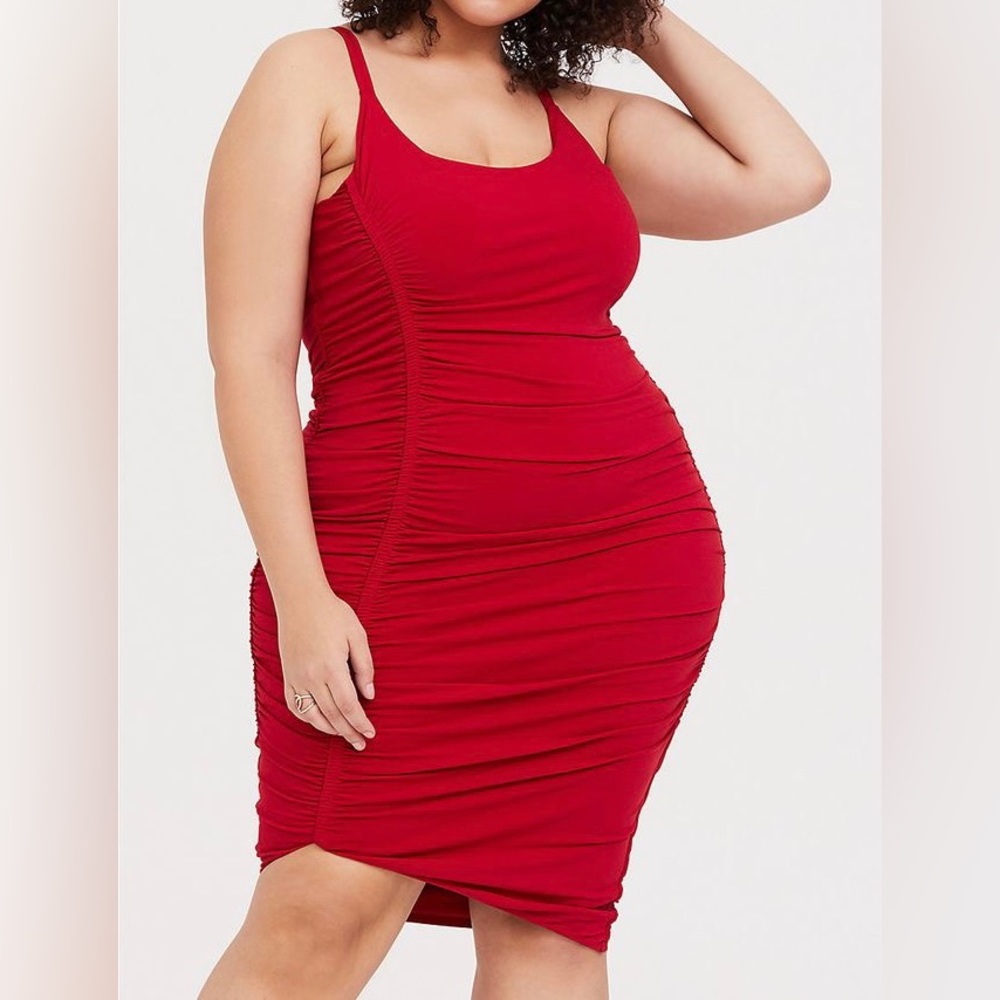 NWT Torrid Midi Studio Knit Bodycon Dress; Red; Size 0 (12)